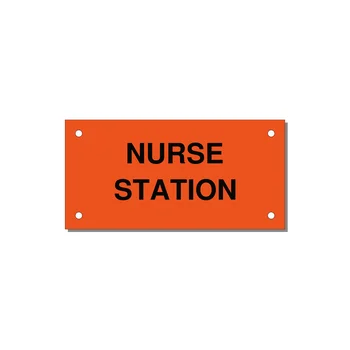 4.0x2.0" Safety Label - NURSE STATION — 4x2" Black on Orange, Holes