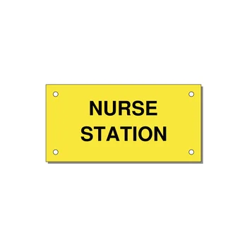 4.0x2.0" Safety Label - NURSE STATION — 4x2" Black on Yellow, Holes
