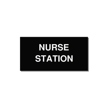 4.0x2.0" Safety Label - NURSE STATION — 4x2" White on Black, Adhesive