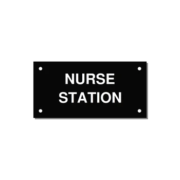 4.0x2.0" Safety Label - NURSE STATION — 4x2" White on Black, Holes