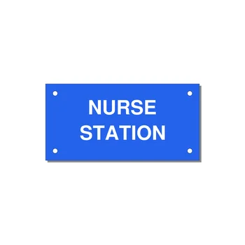4.0x2.0" Safety Label - NURSE STATION — 4x2" White on Blue, Holes