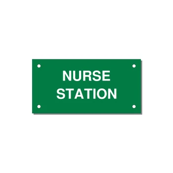 4.0x2.0" Safety Label - NURSE STATION — 4x2" White on Green, Holes