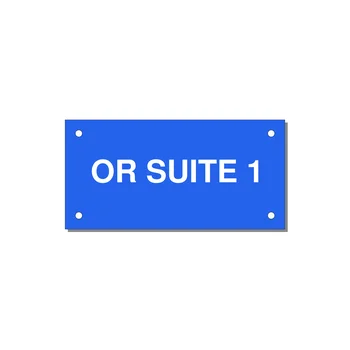 4.0x2.0" Safety Label - OR SUITE 1 — 4x2" White on Blue, Holes