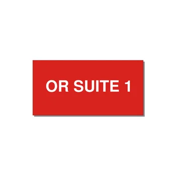 4.0x2.0" Safety Label - OR SUITE 1 — 4x2" White on Red, Adhesive