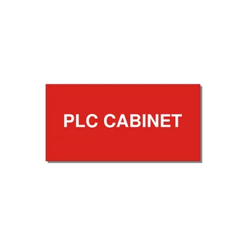 4.0x2.0" Safety Label - PLC CABINET — 4x2" White on Red, Adhesive