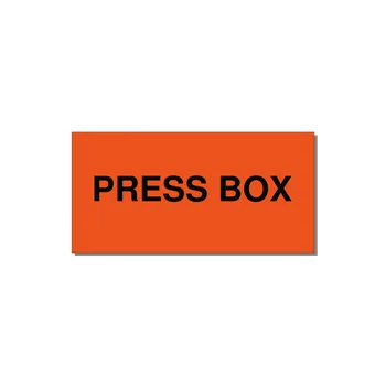 4.0x2.0" Safety Label - PRESS BOX — 4x2" Black on Orange, Adhesive