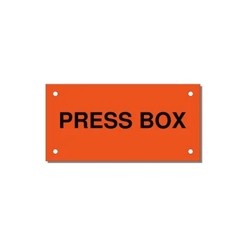 4.0x2.0" Safety Label - PRESS BOX — 4x2" Black on Orange, Holes