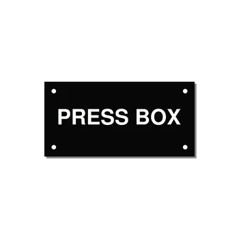 4.0x2.0" Safety Label - PRESS BOX — 4x2" White on Black, Holes