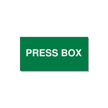 4.0x2.0" Safety Label - PRESS BOX — 4x2" White on Green, Adhesive