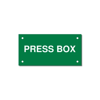 4.0x2.0" Safety Label - PRESS BOX — 4x2" White on Green, Holes