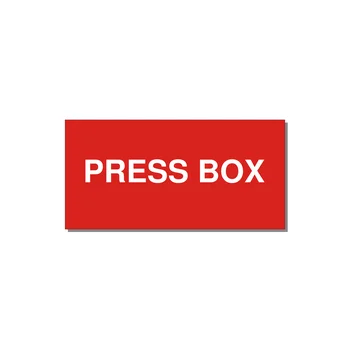 4.0x2.0" Safety Label - PRESS BOX — 4x2" White on Red, Adhesive
