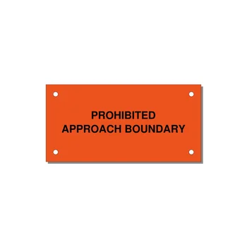 4.0x2.0" Safety Label - PROHIBITED APPROACH BOUND — 4x2" Black on Orange, Holes