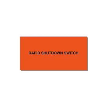 4.0x2.0" Safety Label - RAPID SHUTDOWN SWITCH — 4x2" Black on Orange, Adhesive