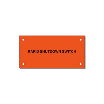 4.0x2.0" Safety Label - RAPID SHUTDOWN SWITCH — 4x2" Black on Orange, Holes
