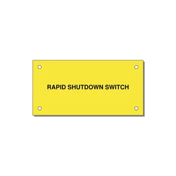 4.0x2.0" Safety Label - RAPID SHUTDOWN SWITCH — 4x2" Black on Yellow, Holes
