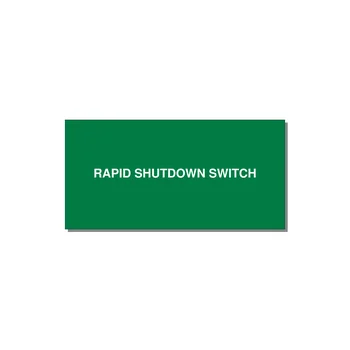 4.0x2.0" Safety Label - RAPID SHUTDOWN SWITCH — 4x2" White on Green, Adhesive