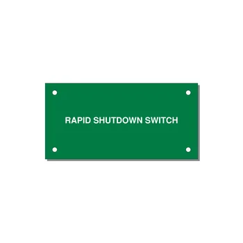 4.0x2.0" Safety Label - RAPID SHUTDOWN SWITCH — 4x2" White on Green, Holes