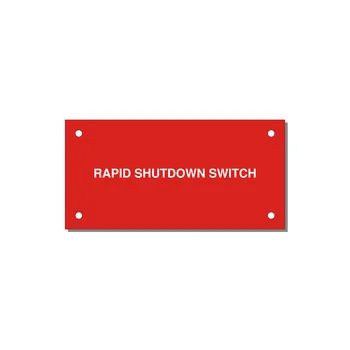 4.0x2.0" Safety Label - RAPID SHUTDOWN SWITCH — 4x2" White on Red, Holes