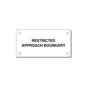 4.0x2.0" Safety Label - RESTRICTED APPROACH BOUND — 4x2" Black on White, Holes