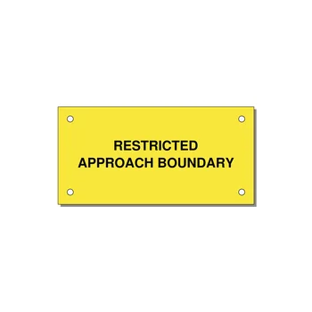 4.0x2.0" Safety Label - RESTRICTED APPROACH BOUND — 4x2" Black on Yellow, Holes