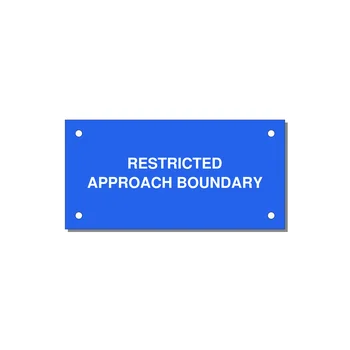 4.0x2.0" Safety Label - RESTRICTED APPROACH BOUND — 4x2" White on Blue, Holes