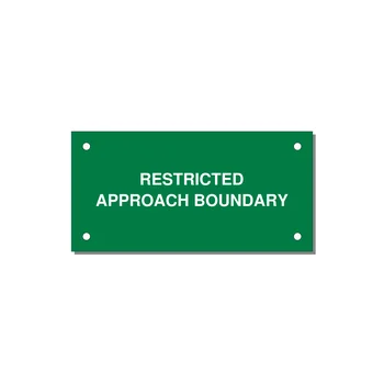 4.0x2.0" Safety Label - RESTRICTED APPROACH BOUND — 4x2" White on Green, Holes