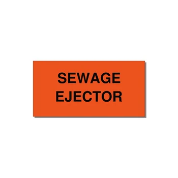 4.0x2.0" Safety Label - SEWAGE EJECTOR — 4x2" Black on Orange, Adhesive