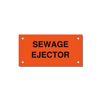 4.0x2.0" Safety Label - SEWAGE EJECTOR — 4x2" Black on Orange, Holes