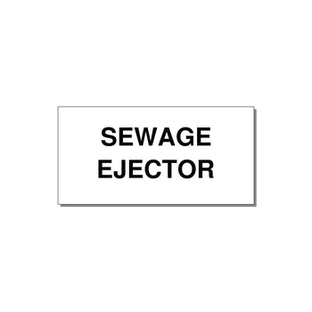 4.0x2.0" Safety Label - SEWAGE EJECTOR — 4x2" Black on White, Adhesive