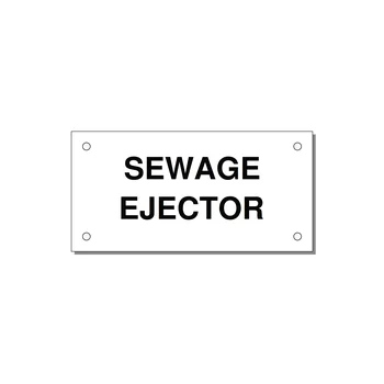 4.0x2.0" Safety Label - SEWAGE EJECTOR — 4x2" Black on White, Holes