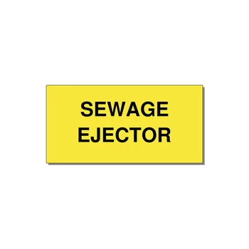 4.0x2.0" Safety Label - SEWAGE EJECTOR — 4x2" Black on Yellow, Adhesive