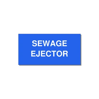 4.0x2.0" Safety Label - SEWAGE EJECTOR — 4x2" White on Blue, Adhesive