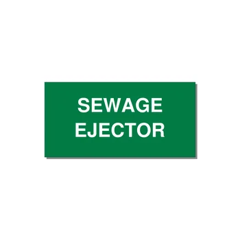 4.0x2.0" Safety Label - SEWAGE EJECTOR — 4x2" White on Green, Adhesive