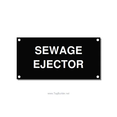4.0x2.0" Safety Label - SEWAGE EJECTOR, White/Black, Holes thumbnail