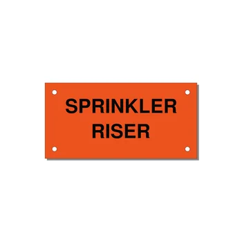 4.0x2.0" Safety Label - SPRINKLER RISER — 4x2" Black on Orange, Holes