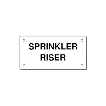 4.0x2.0" Safety Label - SPRINKLER RISER — 4x2" Black on White, Holes