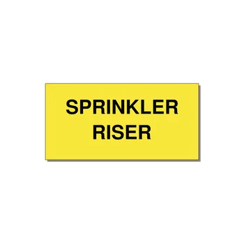 4.0x2.0" Safety Label - SPRINKLER RISER — 4x2" Black on Yellow, Adhesive