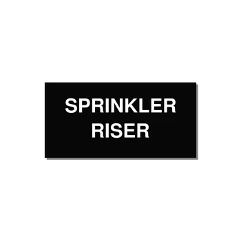 4.0x2.0" Safety Label - SPRINKLER RISER — 4x2" White on Black, Adhesive