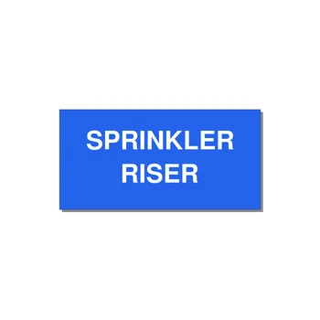4.0x2.0" Safety Label - SPRINKLER RISER — 4x2" White on Blue, Adhesive