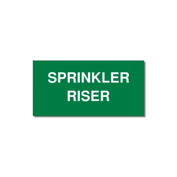 4.0x2.0" Safety Label - SPRINKLER RISER — 4x2" White on Green, Adhesive