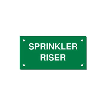 4.0x2.0" Safety Label - SPRINKLER RISER — 4x2" White on Green, Holes