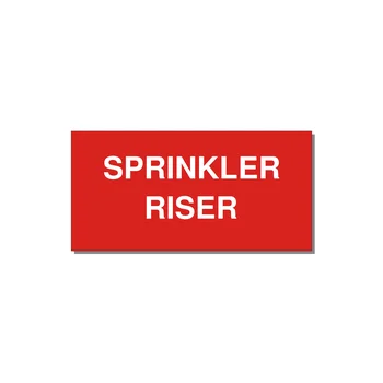 4.0x2.0" Safety Label - SPRINKLER RISER — 4x2" White on Red, Adhesive