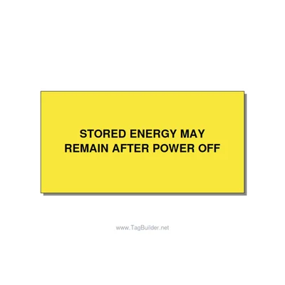 4.0x2.0" Safety Label - STORED ENERGY MAY REMAIN , Black/Yellow, Adhesive thumbnail