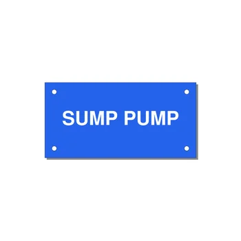 4.0x2.0" Safety Label - SUMP PUMP — 4x2" White on Blue, Holes