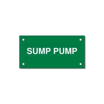 4.0x2.0" Safety Label - SUMP PUMP — 4x2" White on Green, Holes