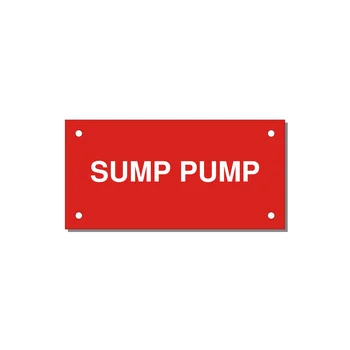 4.0x2.0" Safety Label - SUMP PUMP — 4x2" White on Red, Holes