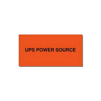 4.0x2.0" Safety Label - UPS POWER SOURCE — 4x2" Black on Orange, Adhesive