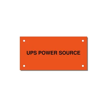 4.0x2.0" Safety Label - UPS POWER SOURCE — 4x2" Black on Orange, Holes