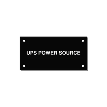 4.0x2.0" Safety Label - UPS POWER SOURCE — 4x2" White on Black, Holes