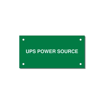 4.0x2.0" Safety Label - UPS POWER SOURCE — 4x2" White on Green, Holes